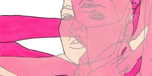 "Untitled (Pinks XV)" Contemporary Original Minimalist Figurative Painting by Hilary Bond