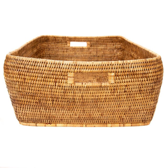 Artifacts Rattan Rectangular Oblong Storage Basket in Honey Brown - 26" For Sale - Image 4 of 6