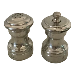 Vintage Empire Pewter Salt Shaker and Grinder Pepper- a Pair