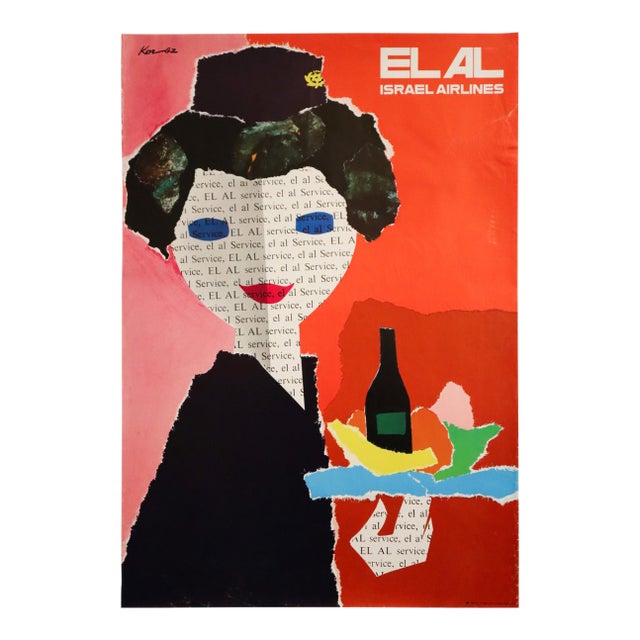 1962 Original Travel Poster, Israel Airlines - Lady El Al For Sale
