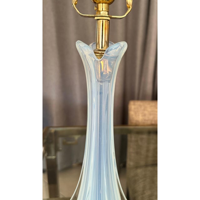 Murano Italian Blue Winged Opalescent Table Lamp For Sale - Image 13 of 14