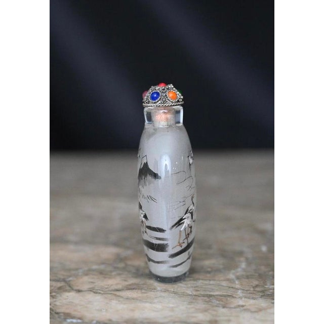 Mid 20th Century Chinese Heron Inside-Painted Snuff Bottle For Sale In Denver - Image 6 of 7