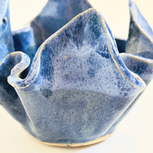 Ceramic Handkerchief Pottery Bowl For Sale - Image 7 of 11