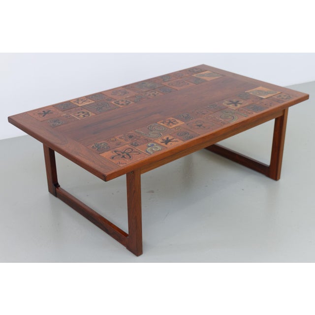 Danish Rosewood Coffee Table with Ceramic Tiles by Tue Poulsen, 1970s For Sale - Image 18 of 18