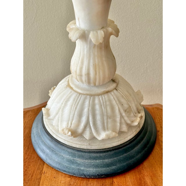 Antique Neoclassical Carved Alabaster Lamp, Rewired For Sale - Image 11 of 12
