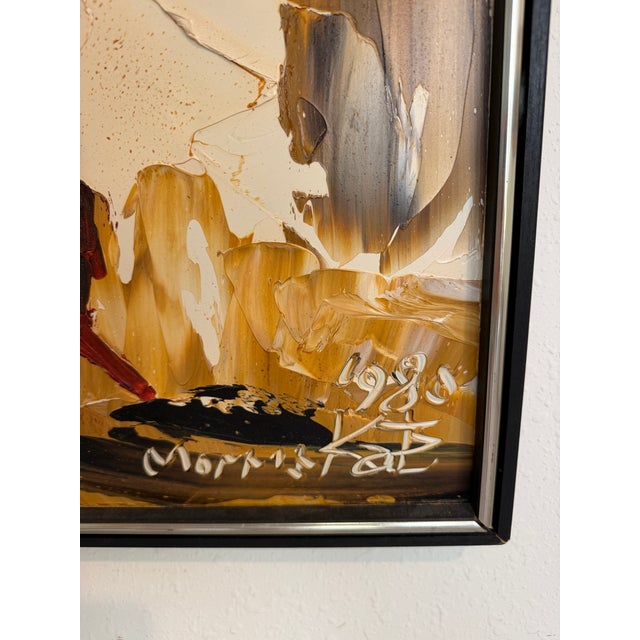Paint 1980 Morris Katz (1931–2010) Original Oil Painting Clown Impasto Palette Knife For Sale - Image 7 of 13