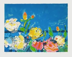 1989 Gilles Gorriti Bouquet De Roses Lithograph