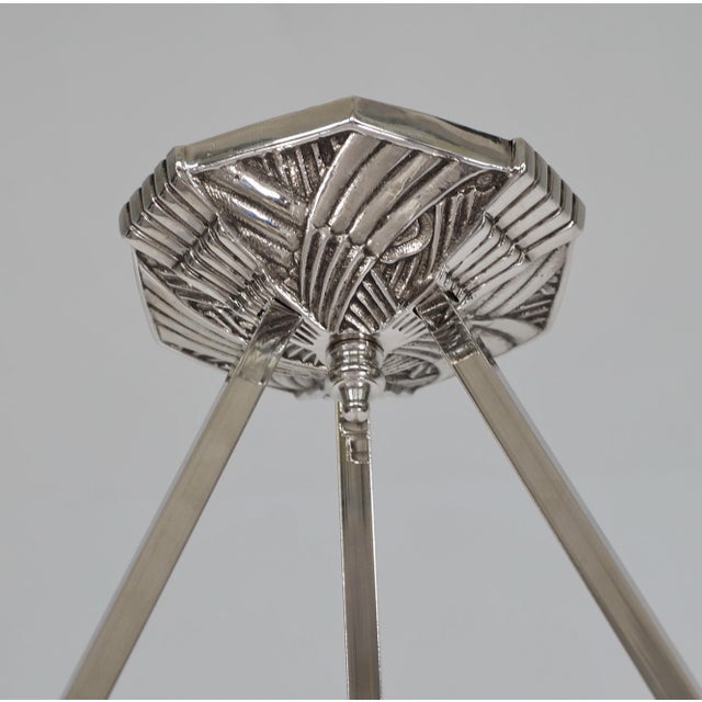 Metal 1930s French Art Deco Pendant Light by Hettier Et Vincent & Muller Freres France For Sale - Image 7 of 9
