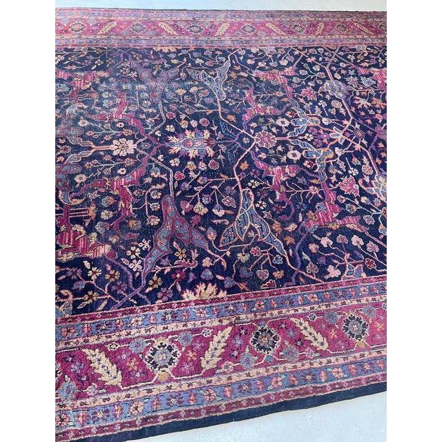 Semi-Antique Kelleh Garrus Design Berry, Plum, Indigo, with Gorgeous Highlight Colors Rug 7.9 x 16.3 For Sale - Image 14 of 15