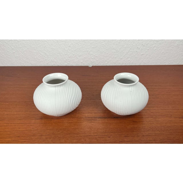 White Vintage German White Porcelain Op Art Vases from Hutschenreuther, 1970s, Set of 2 For Sale - Image 8 of 15