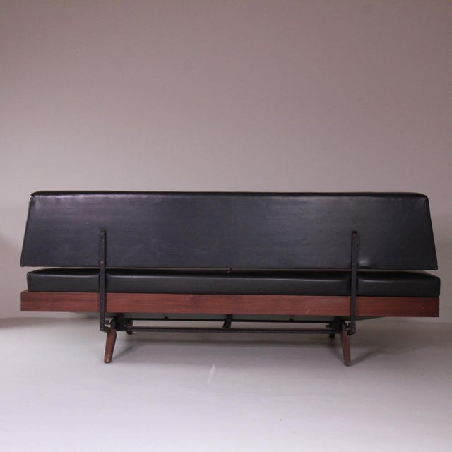 Black Vinyl and Wood Sofa, 1970 For Sale - Image 11 of 12
