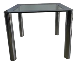 Vintage Italian Table in Chromed Metal and Glass, 1960s