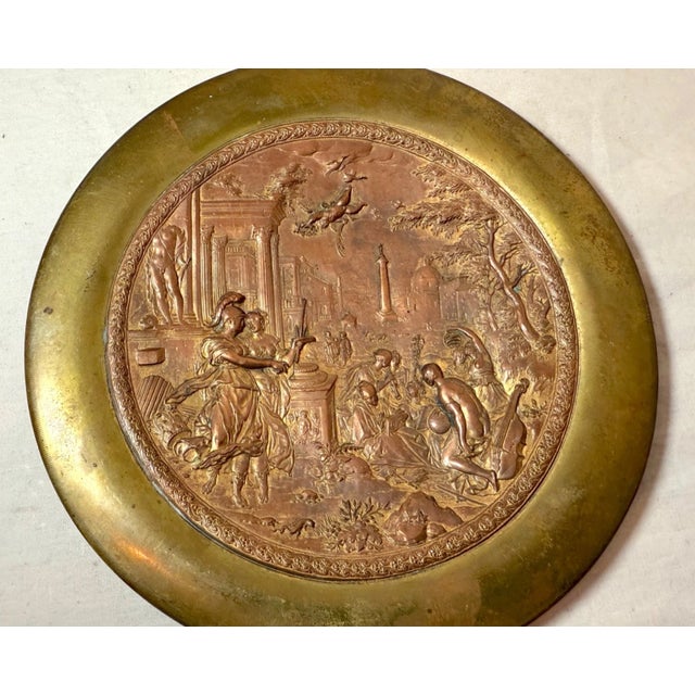 Antique 1800's Solid Bronze Brass Europe Relief Wall Plaque Figural Scene Statue For Sale In New York - Image 6 of 12