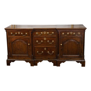 English Georgian Period 1800s Oak Dresser Base with Five Drawers and Two Doors For Sale
