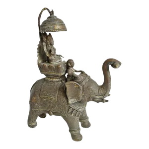 Antique Bronze Elephant with Shiva Rider