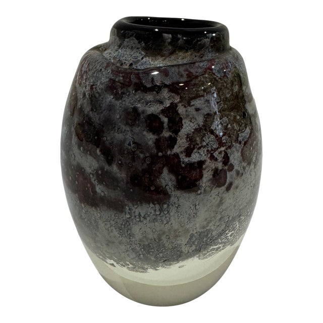 1980s Isabelle Monod Signed French Art Glass Vase For Sale