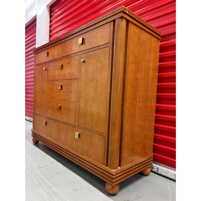 Vintage Hickory White Genesis Collection Neoclassical Revival Style High-Boy Dresser. Circa 1980s Features a beautiful...