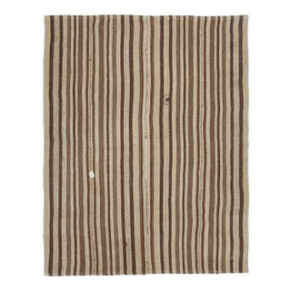 Vintage Turkish Oushak Handmade Wool Cotton Beige Kilim Area Rug For Sale