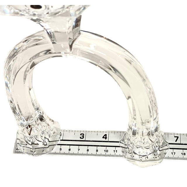 Vintage Nachtmann Crystal Double Arm Candlestick Holder Clear Glass Candleabra For Sale - Image 4 of 11