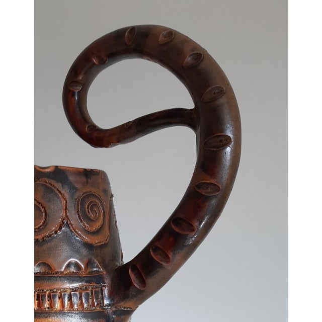 Ceramic Zoomorphic Pitcher with Scarified Decoration by Huguette Bessone For Sale - Image 11 of 12
