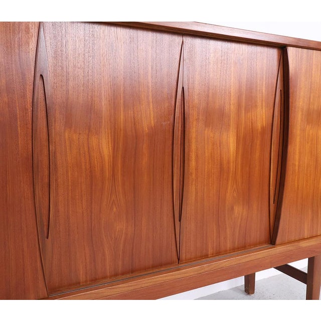 Vintage Teak Highboard or High Sideboard with 4 Sliding Doors, 1960s For Sale - Image 14 of 18