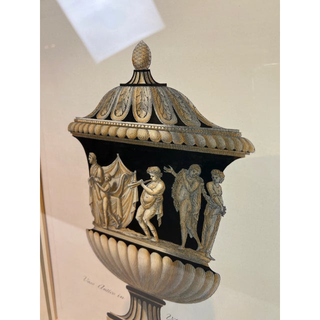 Wood 1990s "Vaso Antico Villa Giustiniani" Italian Hand Etched Engraving, Framed For Sale - Image 7 of 13