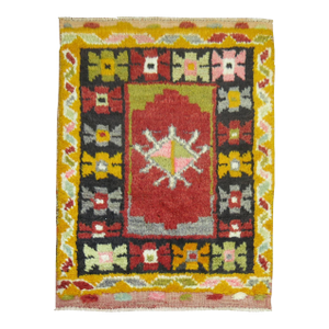 Vintage Turkish Konya Small Square Rug