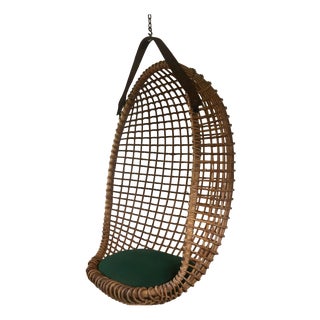 Eureka Hanging Basket Chair by Giovanni Travasa for Bonacina, Italy, 1950s For Sale
