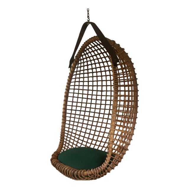 Eureka Hanging Basket Chair by Giovanni Travasa for Bonacina, Italy, 1950s For Sale