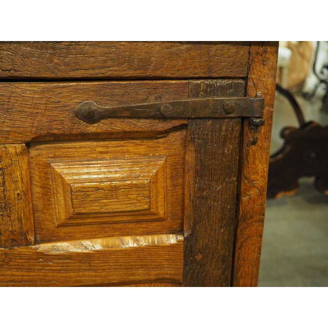 A Diminutive and Rustic 18th Century Oak Paneled Spanish Cabinet For Sale - Image 4 of 15