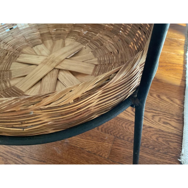 Vintage Wrought Iron 3 Tier Basket Rack Organizer Stand For Sale - Image 4 of 6