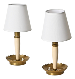 Table Lamps in Brass and Ivory Wood by Guglielmo Ulrich, Italy, 1940s, Set of 2