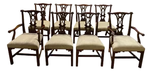 1990's Traditional Kindel Malahide Dining Side Chairs (6) & Arm Chairs (2), Inspired by Irish Castle