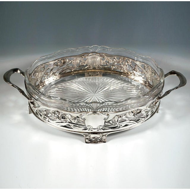 Art Nouveau Silver Jardiniere with Glass Insert from Bruckmann & Sons, Germany, 1900s For Sale - Image 3 of 8