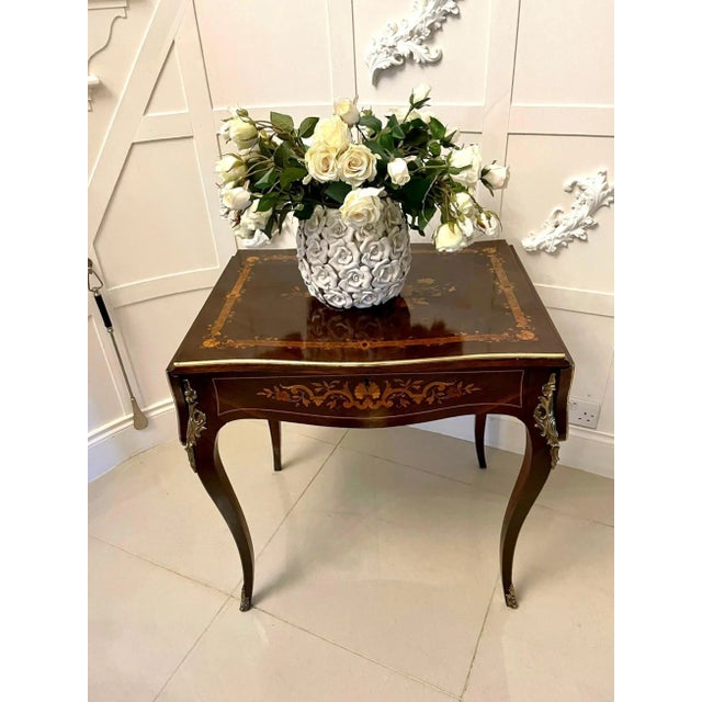 Antique French Rosewood Marquetry Inlaid Centre Table For Sale - Image 3 of 18