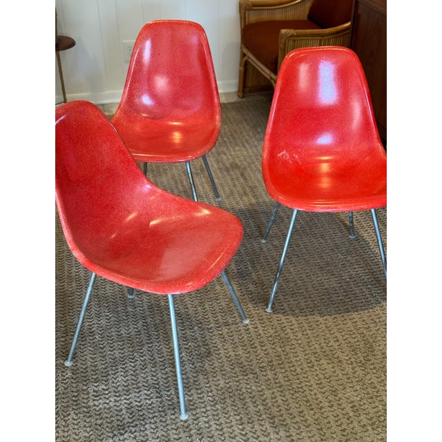 Original Set of 3 Molded Fiberglass Shell Chair, Designed by Charles and Ray Eames for Herman Miller, Dated 1970 For Sale - Image 10 of 12