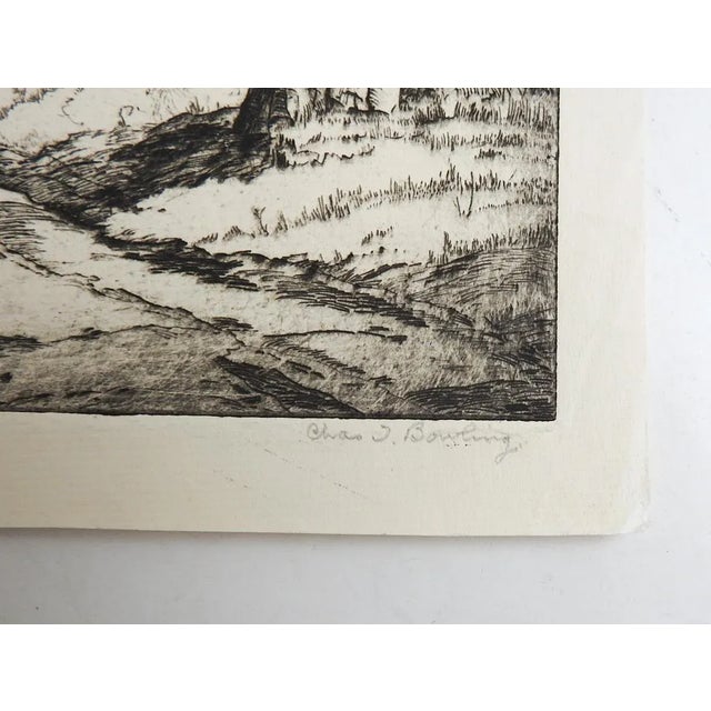 Vintage circa 1930's etching on paper by Charles T. Bowling (1891 - 1985) Texas. He was active in the pre-World War II...
