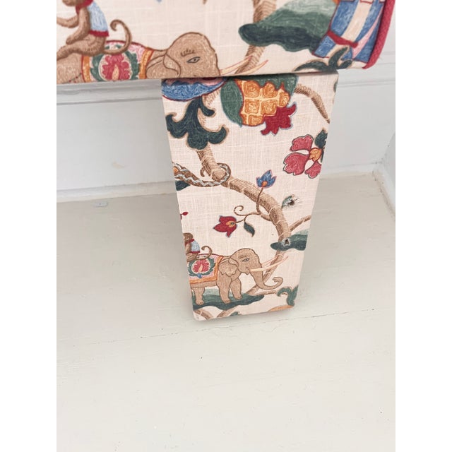 1990s Upholstered Headboard in P. Kaufmann Uzbek Jewel Fabric – Elephant Chinoiserie Print by Calico Corners For Sale - Image 12 of 15