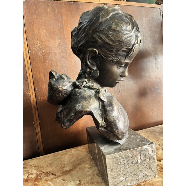 Brown Giuseppe Moretti, Mergellina, 1890s, Bronze on Marble Base For Sale - Image 8 of 14