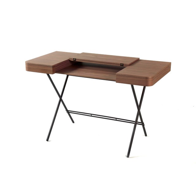 Cosimo Desk with Walnut Veneer Top & Dark Brown Frame by Marco Zanuso Jr. for Adentro, 2017 For Sale - Image 4 of 11