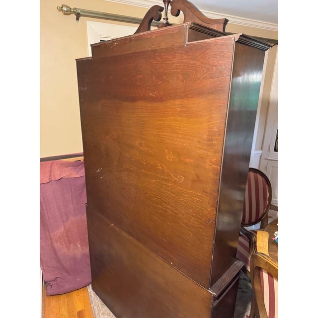 19th-Century Style Solid Wood Curio Cabinet — Tall Display Case With Glass Door & Shelving For Sale - Image 12 of 12