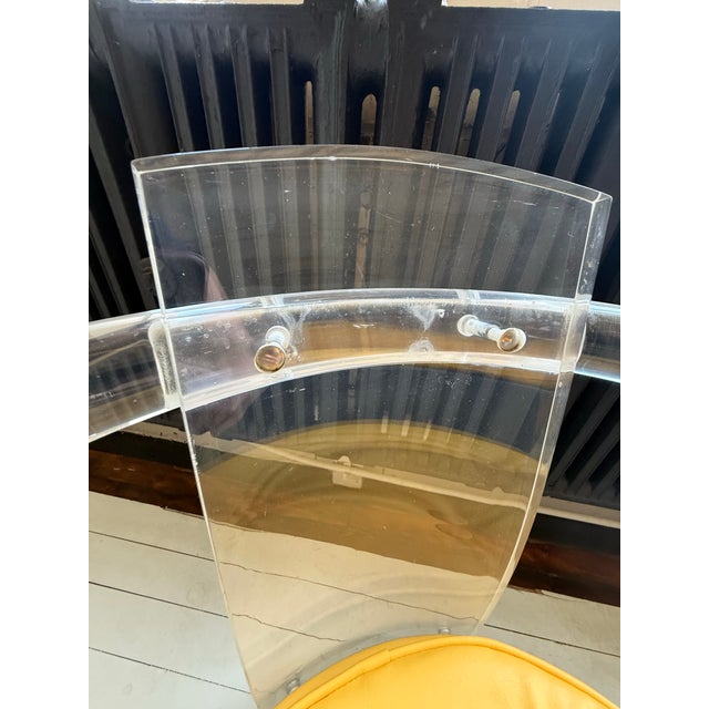 Mustard Vintage 1970s Postmodern Charles Hollis Jones Style Lucite Set of Rolling Chairs For Sale - Image 8 of 12