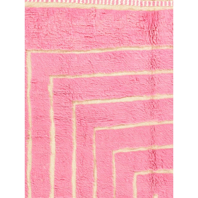 Vintage Moroccan Rug by Berber Tribes of Morocco, pink wool and cream color For Sale - Image 9 of 11