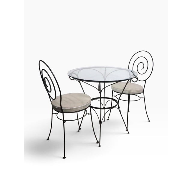Late 20th Century 3 Pc. Wrought Iron Garden Patio Poolside Cafe Bistro Set For Sale - Image 12 of 15