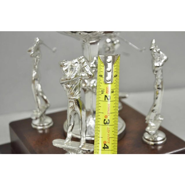 Vintage 1970s Silver Metal & Wood Figural Golf Trophy Award Cup John Sanzari For Sale - Image 12 of 14
