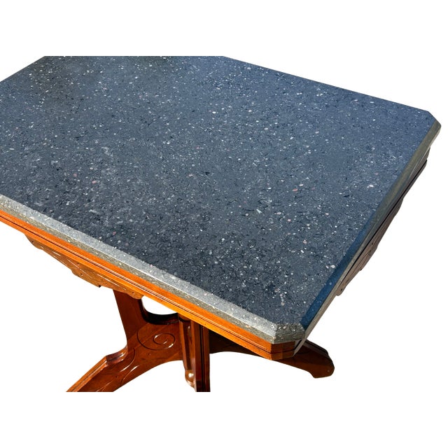 Early 20th Century Walnut Pedestal Table With Marble Top - r.e. Pohl of Chicago For Sale - Image 9 of 12