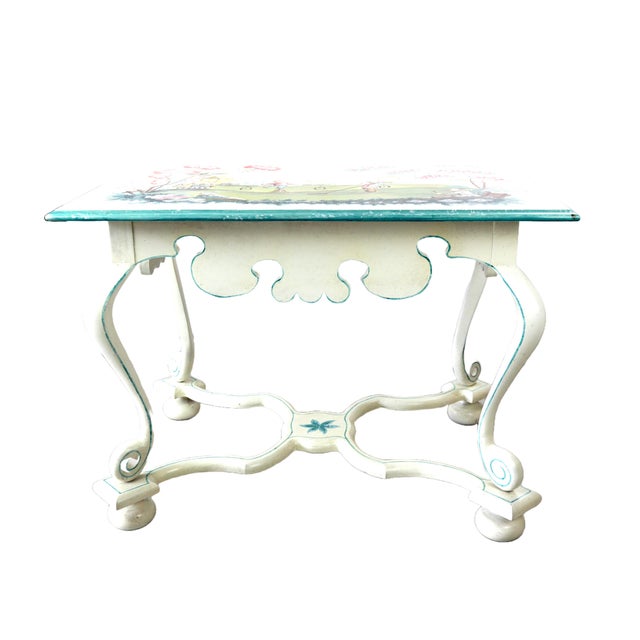 2010s A Pair of Vintage Hand-Painted Chinoiserie Elegant Side Tables For Sale - Image 5 of 11