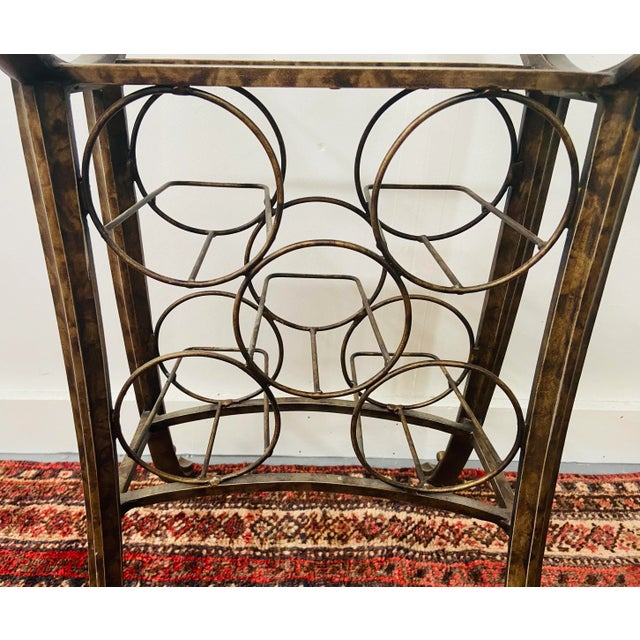 1970s Vintage Wine Rack Metal Table in Vintaged Finish For Sale - Image 5 of 13
