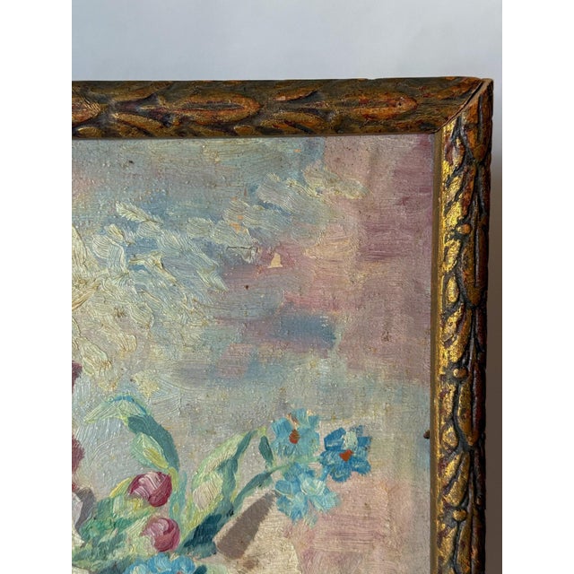 1964 Floral Still Life Painting on Canvas in Carved Frame, Signed For Sale In Dallas - Image 6 of 11