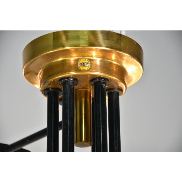 Six Disc Brass and Glass Ceiling Lamp from Stilnovo, Italy, 1950 For Sale - Image 12 of 14
